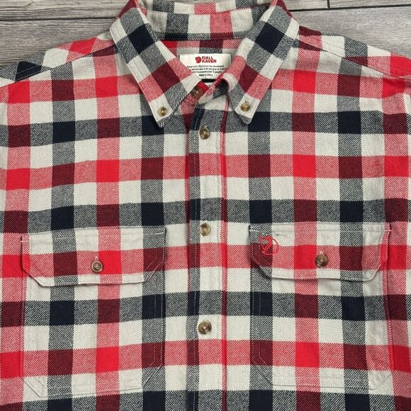 Fjallraven Red and Black Plaid Casual Button Down Shirt - Picture 3 of 5